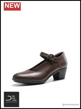 Mary Jane Low Chunky Heels with Arch Support Memory Foam Insole